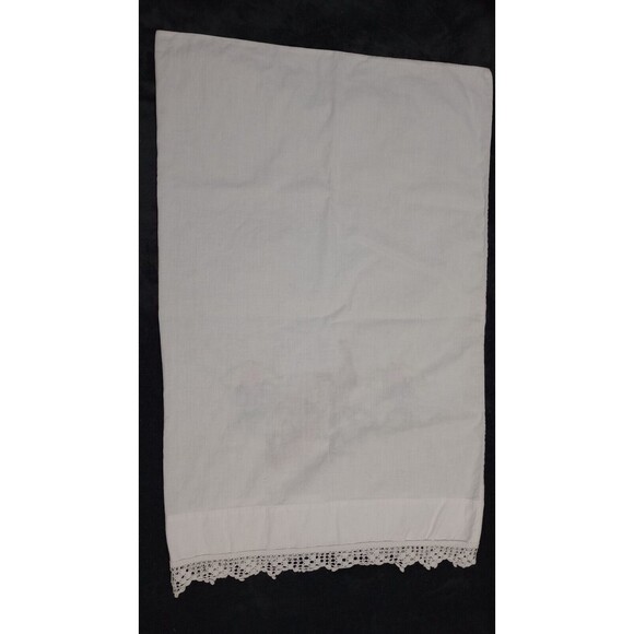 Peacocks Hand Embroidered Vintage Pillowcase Standard Single Cotton lace - Picture 4 of 7